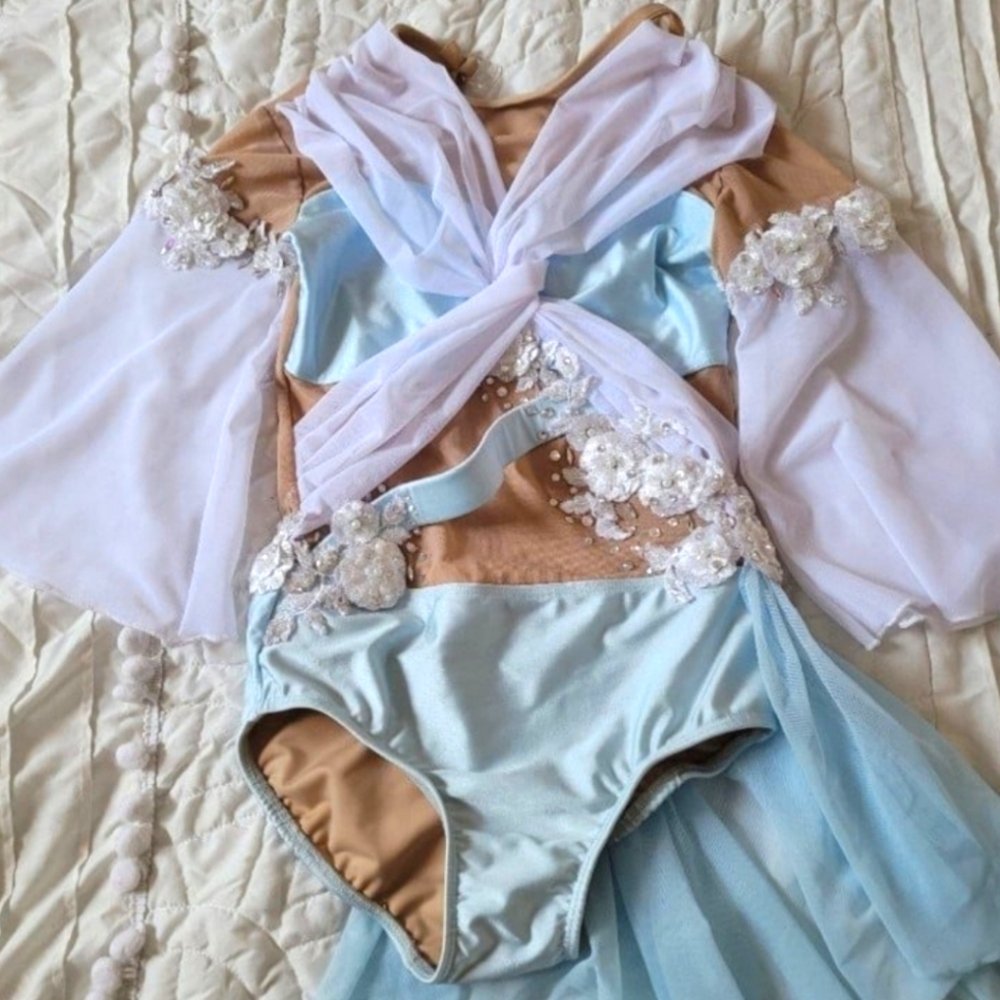 Gorgeous Lyrical Ice Blue Custom Dance Costume